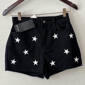 Nasty Gal ⭐ Star Print Denim Shorts • NWT • Festival Style